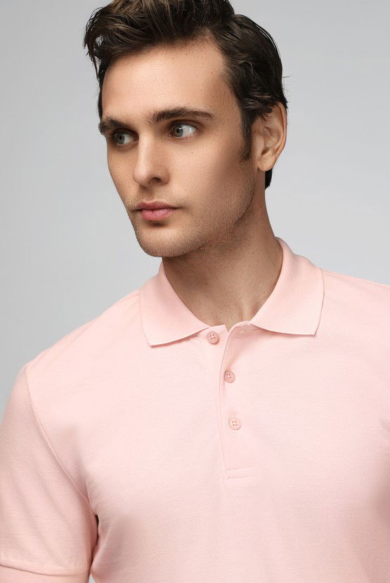 Erkek Giyim - Slim Fit Dar Kesim Nakışlı Pamuk Polo Yaka Tişört