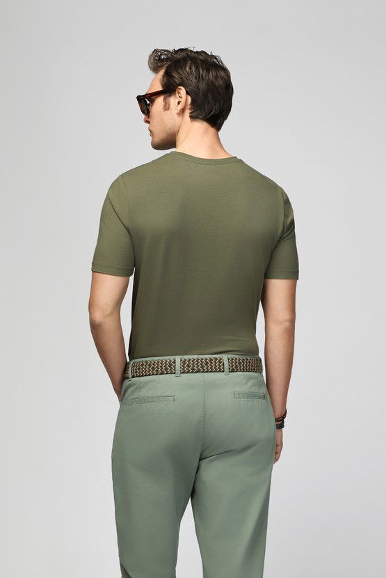 Erkek Giyim - Bisiklet Yaka Slim Fit Dar Kesim Pamuklu Tişört