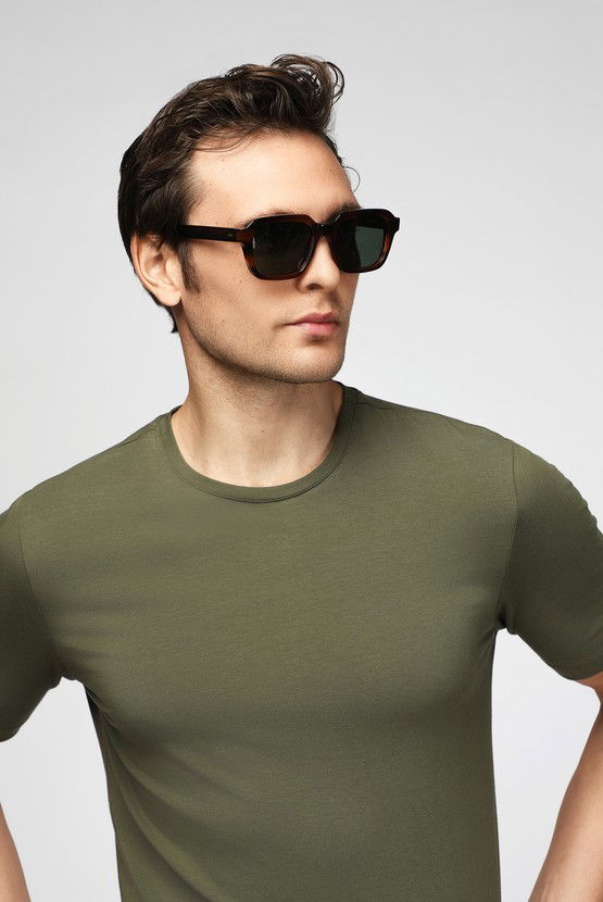 Erkek Giyim - Bisiklet Yaka Slim Fit Dar Kesim Pamuklu Tişört