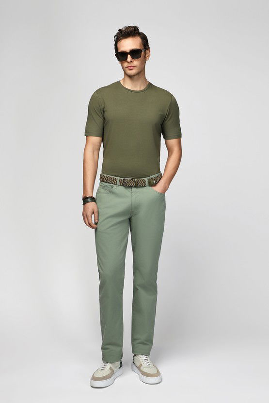 Erkek Giyim - Bisiklet Yaka Slim Fit Dar Kesim Pamuklu Tişört