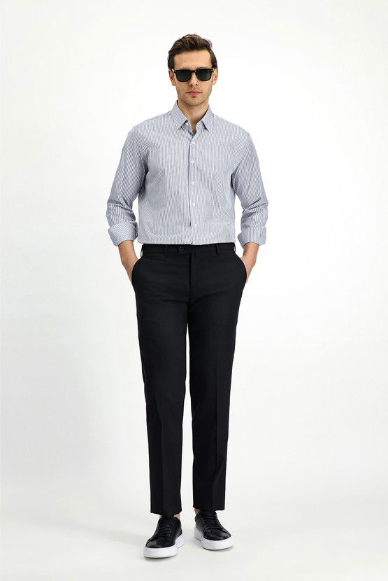 Erkek Giyim - Slim Fit Dar Kesim Yünlü Klasik Kumaş Pantolon