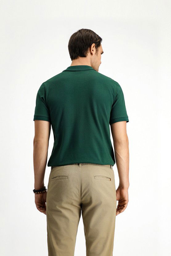 Erkek Giyim - Polo Yaka Slim Fit Dar Kesim Nakışlı Pamuk Tişört