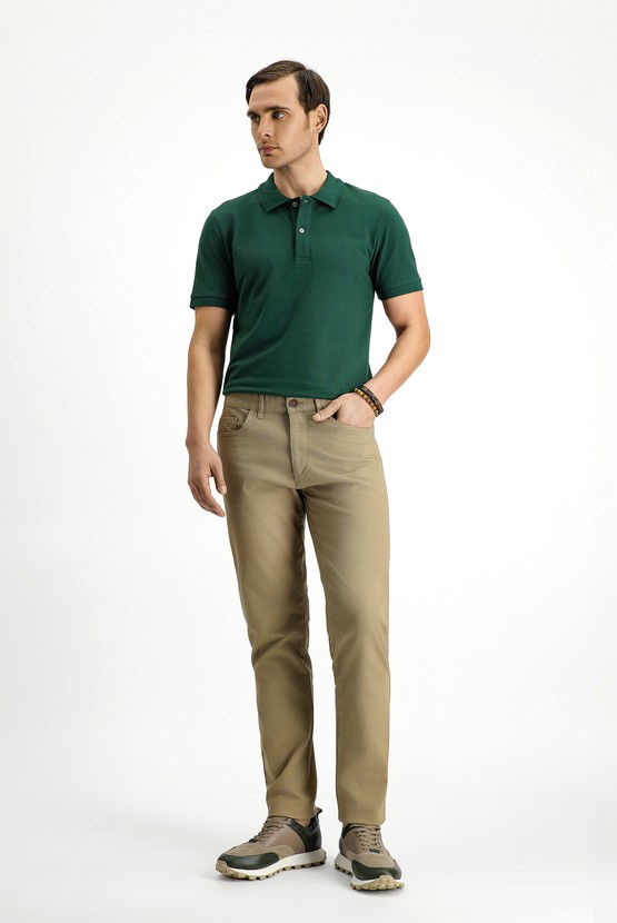 Erkek Giyim - Polo Yaka Slim Fit Dar Kesim Nakışlı Pamuk Tişört