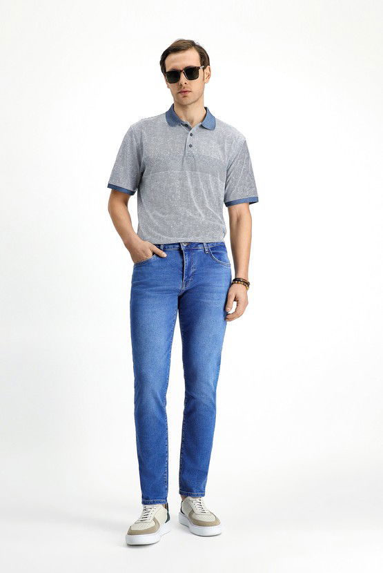 Erkek Giyim - Slim Fit Dar Kesim Likralı Denim Pantolon