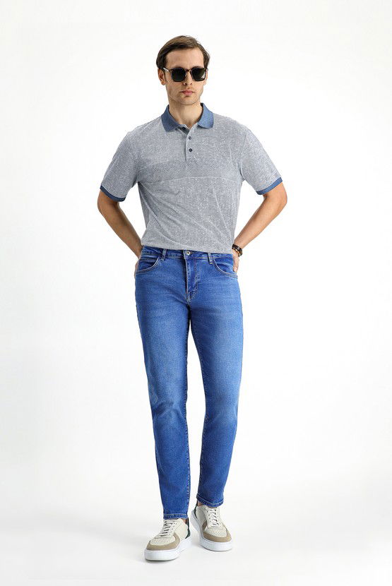 Erkek Giyim - Slim Fit Dar Kesim Likralı Denim Pantolon