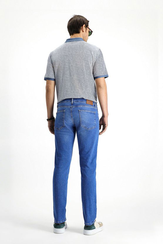 Erkek Giyim - Slim Fit Dar Kesim Likralı Denim Pantolon