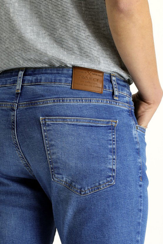 Erkek Giyim - Slim Fit Dar Kesim Likralı Denim Pantolon