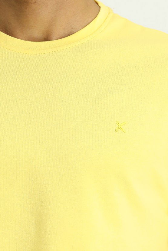 Erkek Giyim - Bisiklet Yaka Slim Fit Dar Kesim Süprem Pamuklu Tişört