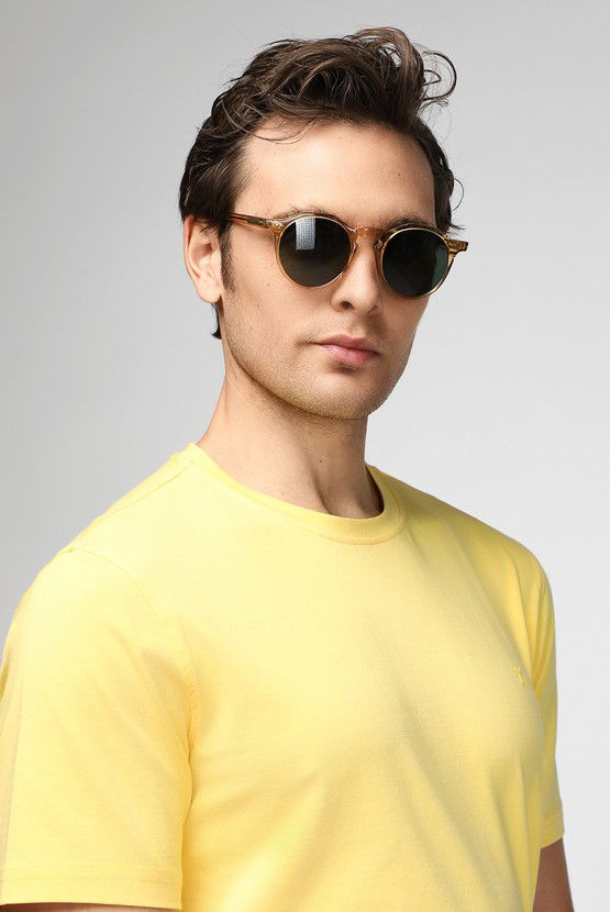Erkek Giyim - Bisiklet Yaka Slim Fit Dar Kesim Süprem Pamuklu Tişört