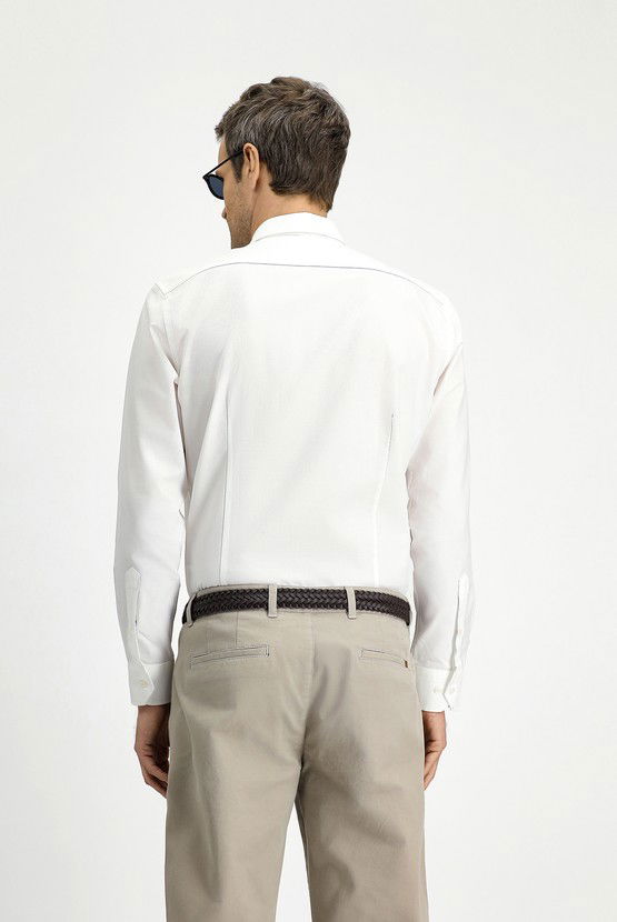 Erkek Giyim - Uzun Kol Slim Fit Dar Kesim Klasik Desenli Pamuk Gömlek