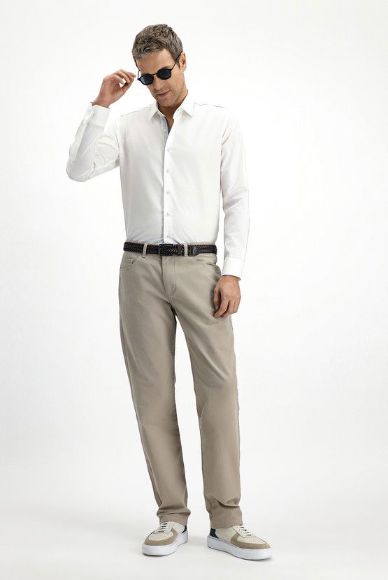 Erkek Giyim - Uzun Kol Slim Fit Dar Kesim Klasik Desenli Pamuk Gömlek