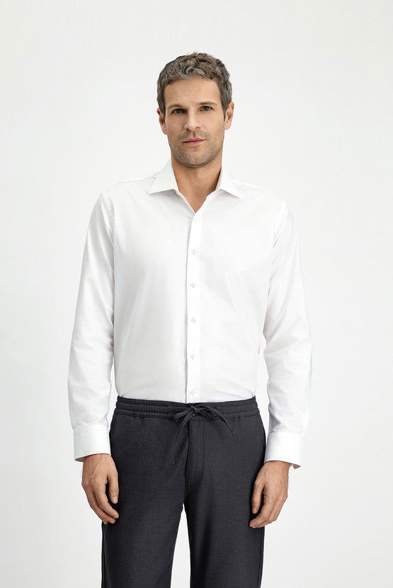 Erkek Giyim - Uzun Kol Slim Fit Dar Kesim Klasik Desenli Pamuk Gömlek