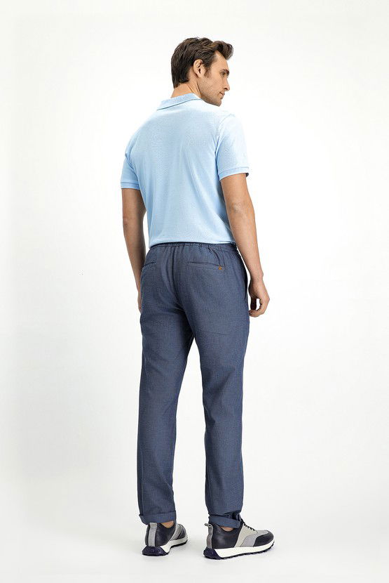 Erkek Giyim - Slim Fit Dar Kesim Desenli Beli Lastikli İpli Likralı Pantolon