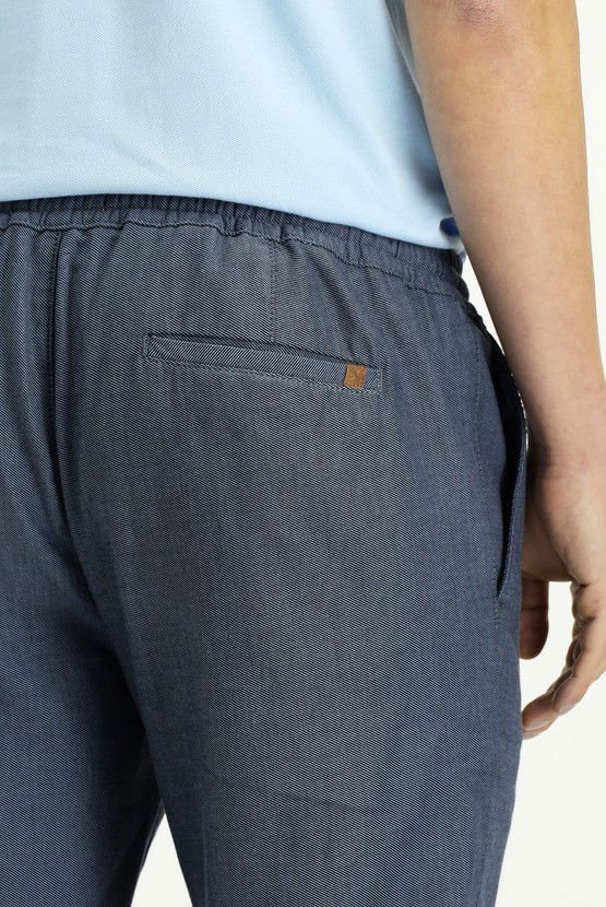 Erkek Giyim - Slim Fit Dar Kesim Desenli Beli Lastikli İpli Likralı Pantolon