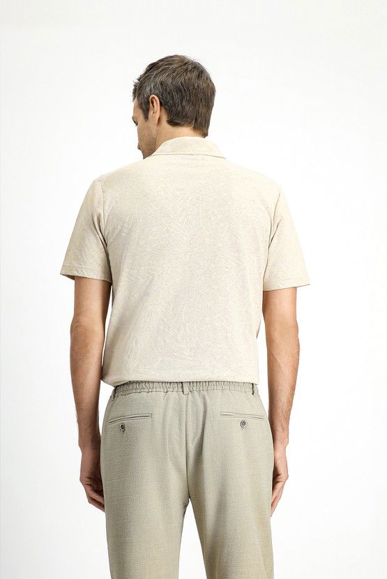 Erkek Giyim - Slim Fit Dar Kesim Baskılı Pamuk Polo Yaka Tişört
