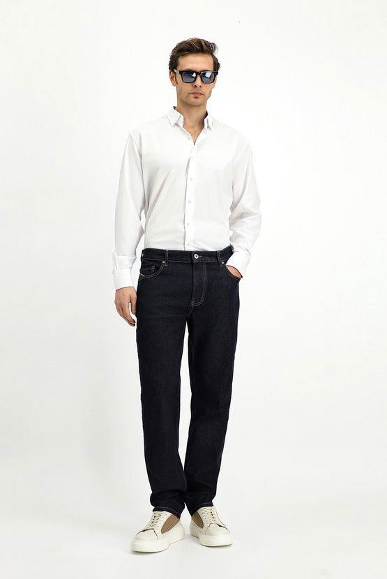 Erkek Giyim - Regular Fit Likralı Denim Pantolon
