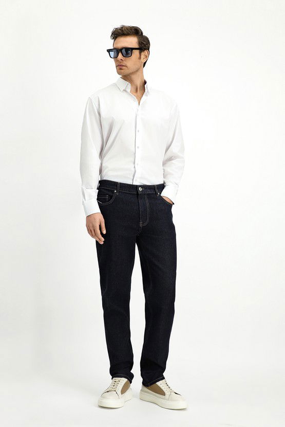 Erkek Giyim - Regular Fit Likralı Denim Pantolon