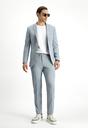  ORTA GRİ  Super Slim Fit Ekstra Dar Kesim Çizgili Beli Lastikli İpli Gofre Takım Elbise