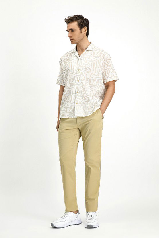 Erkek Giyim - Regular Fit Likralı Kanvas / Chino Pantolon