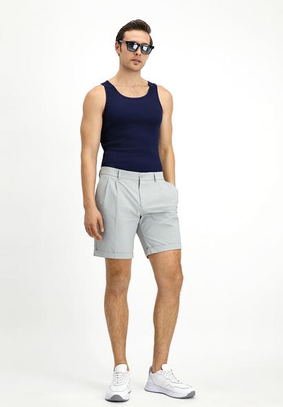 Erkek Giyim - AÇIK GRİ 64 Beden Techno-Line Slim Fit Dar Kesim Likralı Bermuda Şort