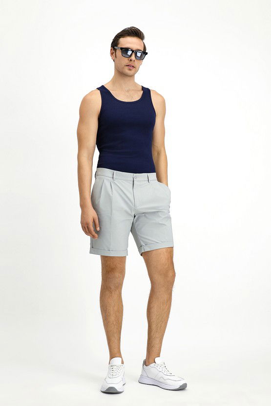 Erkek Giyim - Techno-Line Slim Fit Dar Kesim Likralı Bermuda Şort