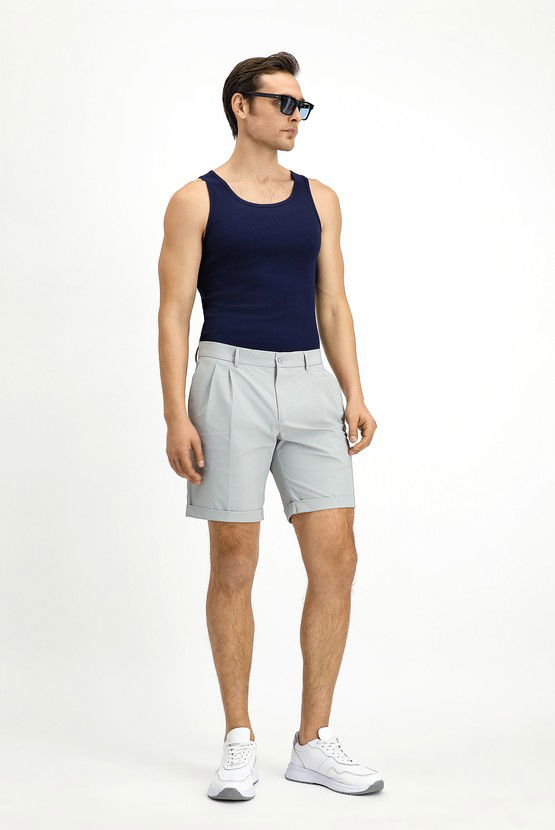 Erkek Giyim - Techno-Line Slim Fit Dar Kesim Likralı Bermuda Şort