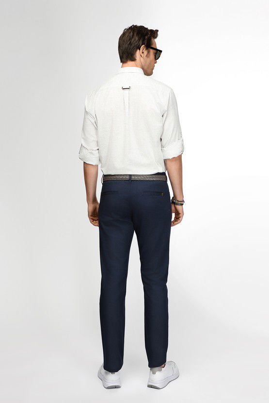 Erkek Giyim - Slim Fit Dar Kesim Likralı Desenli Kanvas / Chino Pantolon