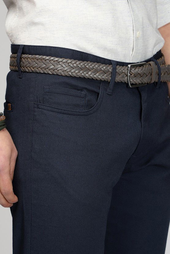 Erkek Giyim - Slim Fit Dar Kesim Likralı Desenli Kanvas / Chino Pantolon
