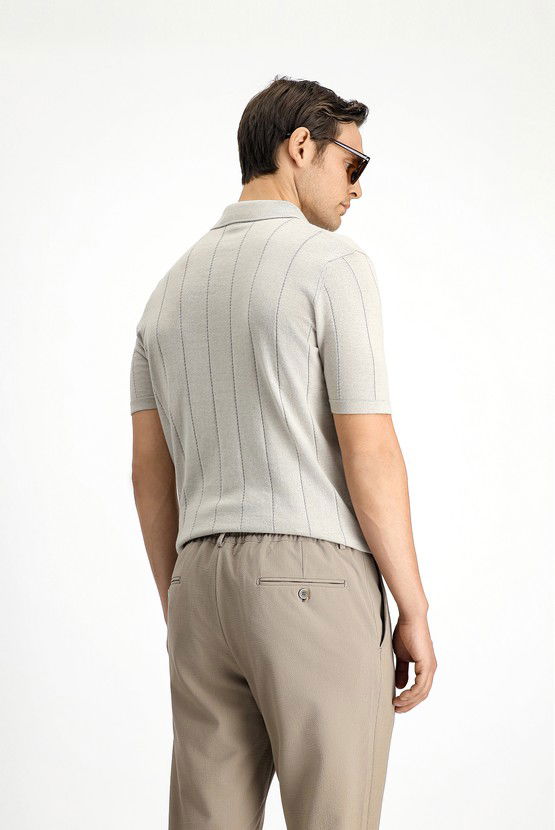 Erkek Giyim - Regular Fit Pamuklu Desenli Polo Yaka Tişört