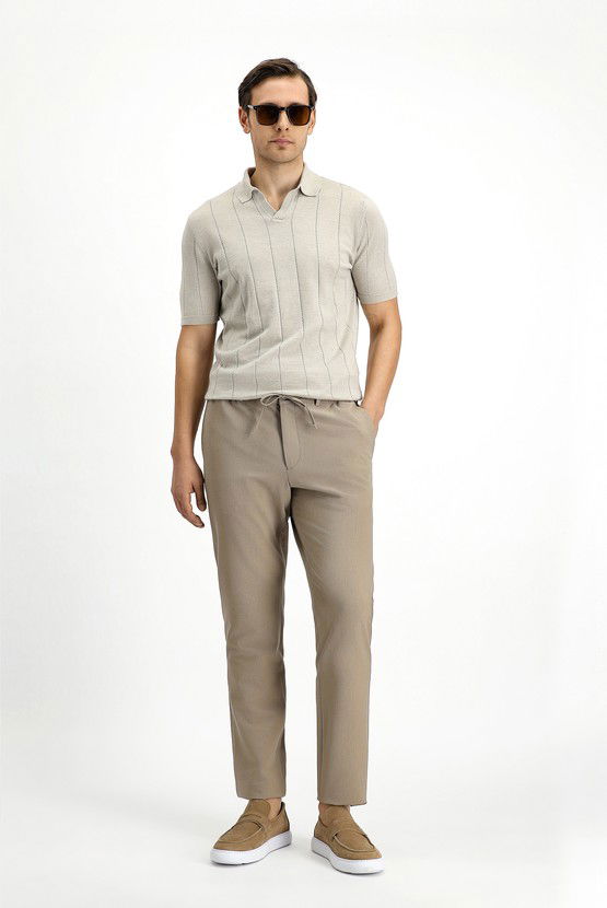 Erkek Giyim - Regular Fit Pamuklu Desenli Polo Yaka Tişört