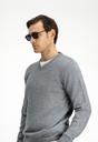  ORTA GRİ MELANJ  V Yaka Regular Fit Triko Kazak