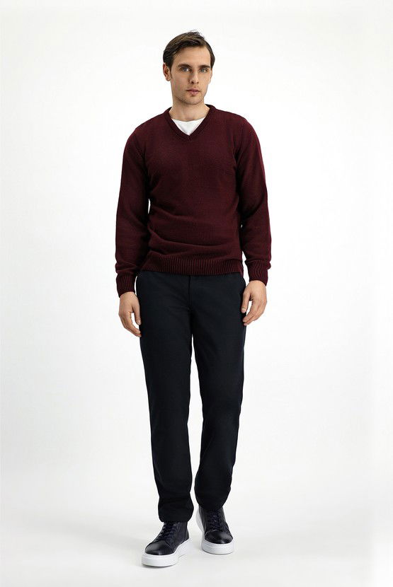 Erkek Giyim - V Yaka Regular Fit Triko Kazak