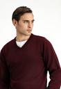 KOYU BORDO  V Yaka Regular Fit Triko Kazak