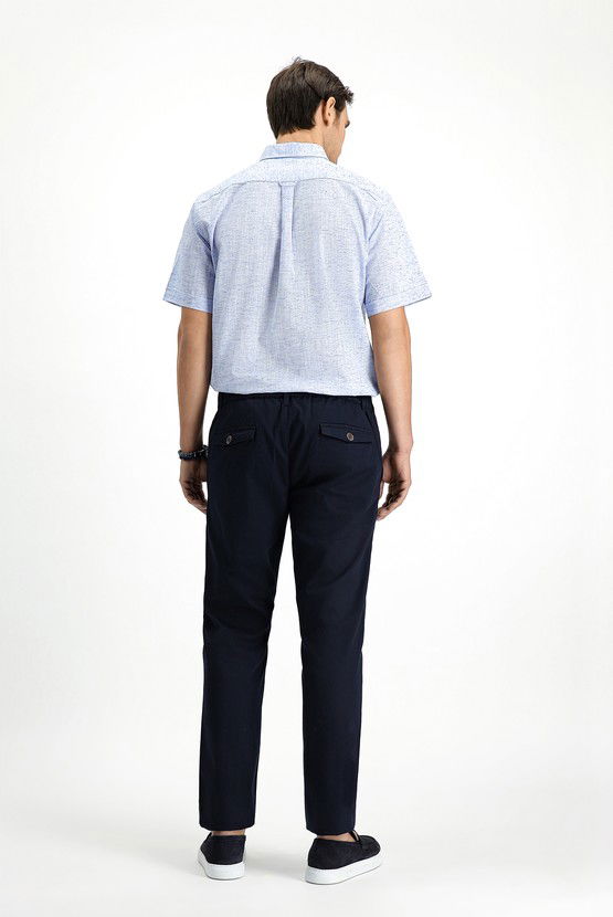 Erkek Giyim - Slim Fit Dar Kesim Beli Lastikli Likralı Kanvas / Chino Pantolon