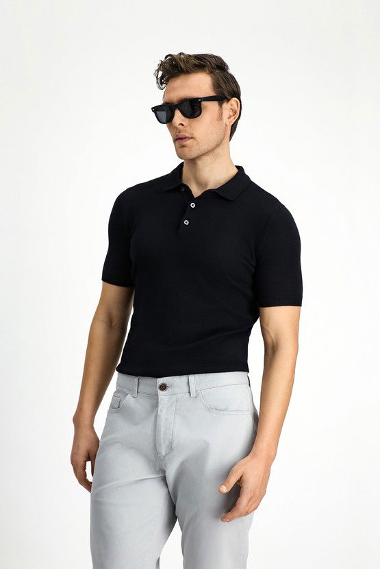 Erkek Giyim - Slim Fit Dar Kesim Pamuk Polo Yaka Tişört