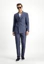  AÇIK LACİVERT  Slim Fit Dar Kesim Keten Karışımlı Kruvaze Takım Elbise