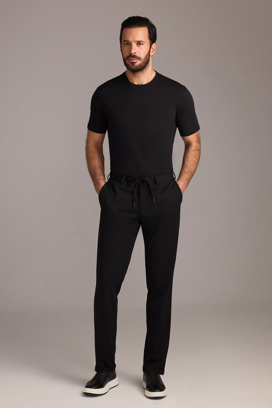 Erkek Giyim - Super Slim Fit Ekstra Dar Kesim Beli Lastikli İpli Takım Elbise