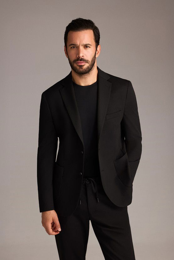 Erkek Giyim - Super Slim Fit Ekstra Dar Kesim Beli Lastikli İpli Takım Elbise