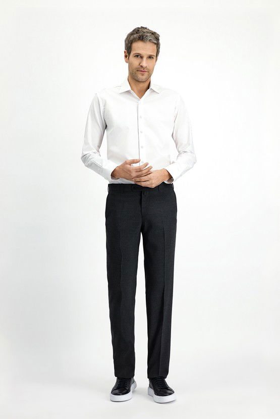 Erkek Giyim - Slim Fit Dar Kesim Yünlü Klasik Kumaş Pantolon