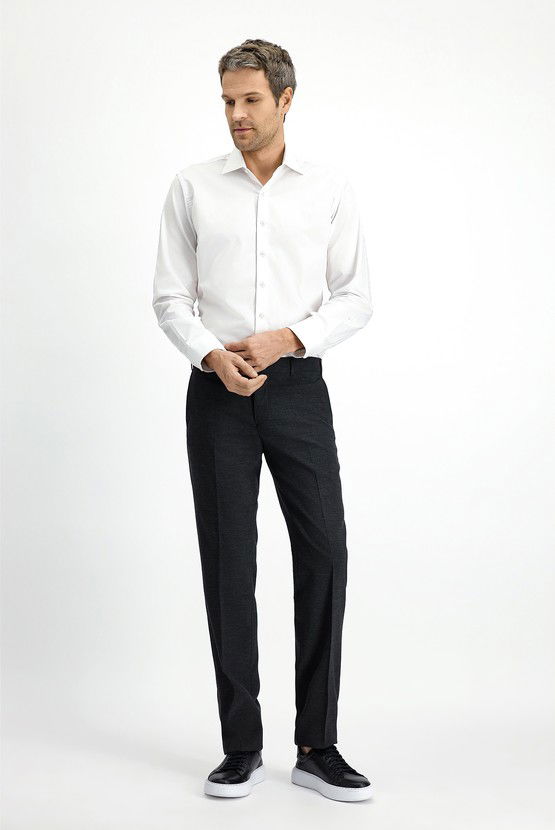 Erkek Giyim - Slim Fit Dar Kesim Yünlü Klasik Kumaş Pantolon