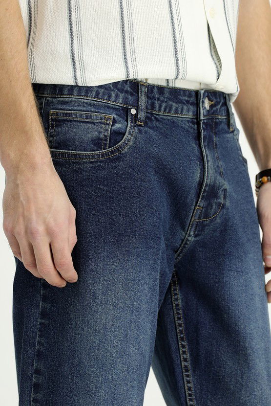 Erkek Giyim - Slim Fit Dar Kesim Likralı Denim Pantolon