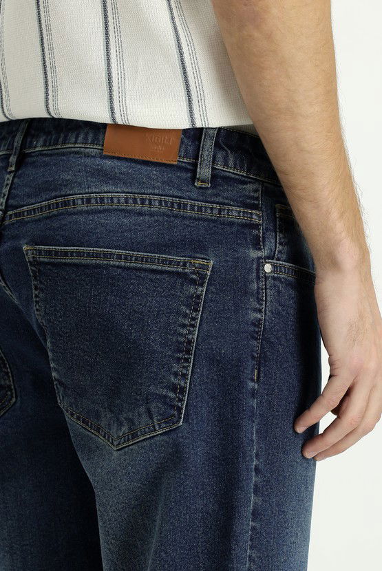 Erkek Giyim - Slim Fit Dar Kesim Likralı Denim Pantolon
