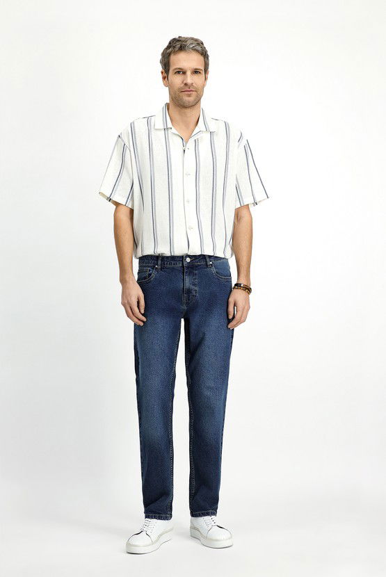 Erkek Giyim - Slim Fit Dar Kesim Likralı Denim Pantolon