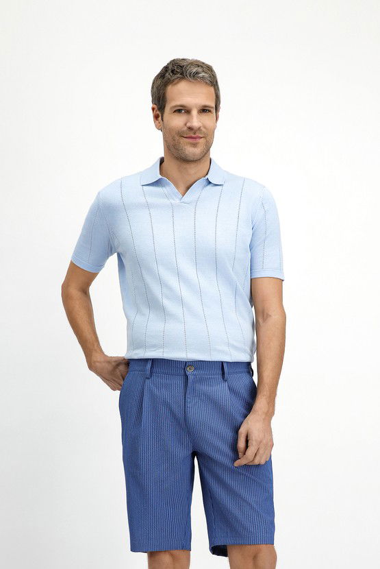 Erkek Giyim - Regular Fit Pamuklu Desenli Polo Yaka Tişört