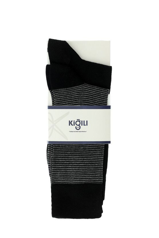 Erkek Giyim - 2'li Pamuklu Çizgili Çorap Seti