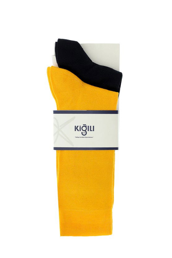 Erkek Giyim - 2'li Düz Pamuklu Çorap Seti