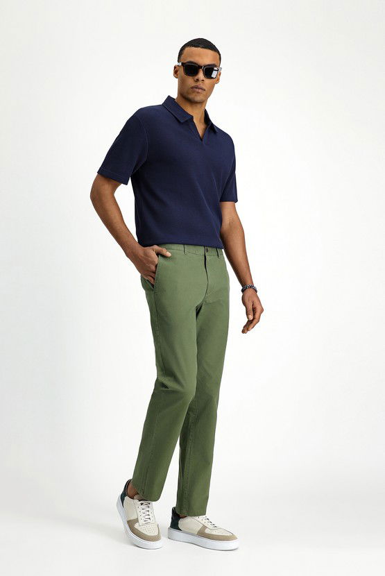 Erkek Giyim - Regular Fit Likralı Kanvas / Chino Pantolon