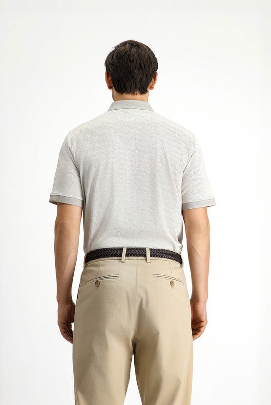 Erkek Giyim - Regular Fit Desenli Likralı Polo Yaka Tişört