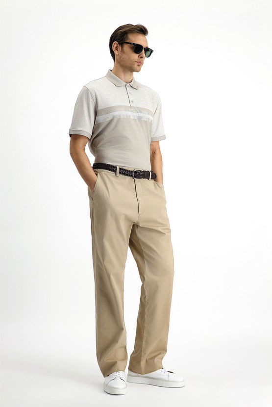 Erkek Giyim - Regular Fit Desenli Likralı Polo Yaka Tişört