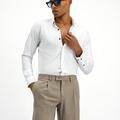  BEYAZ  Techno-Line Uzun Kol Slim Fit Dar Kesim Klasik Pamuklu Gömlek